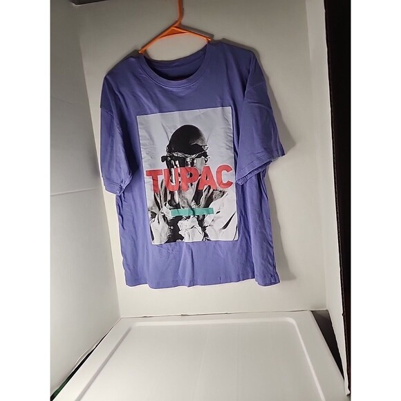 2-pac Other - Tupac Shakur Shirt 2Pac Rap Purple Short Sleeve Crew Neck Streetwear Size M